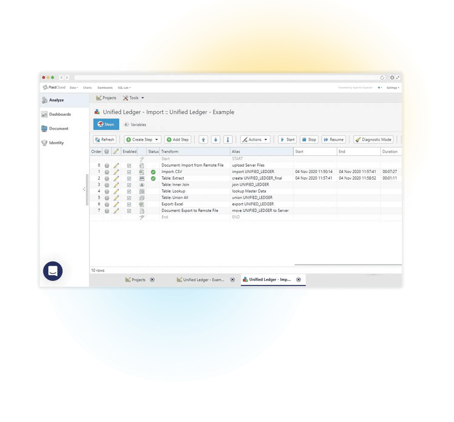 PlaidCloud import, transform, and export workflow