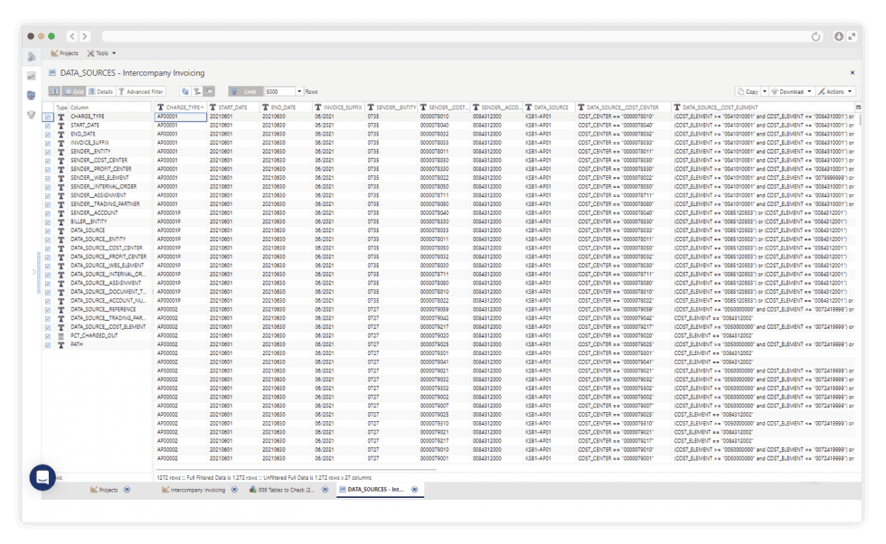 Table Explorer dataset inspection